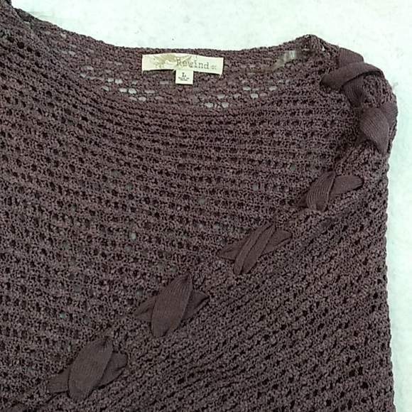 Rewind Knit Crop Long Sleeve Top. Size L. Sensual Pullover! Color Purple - Picture 5 of 5